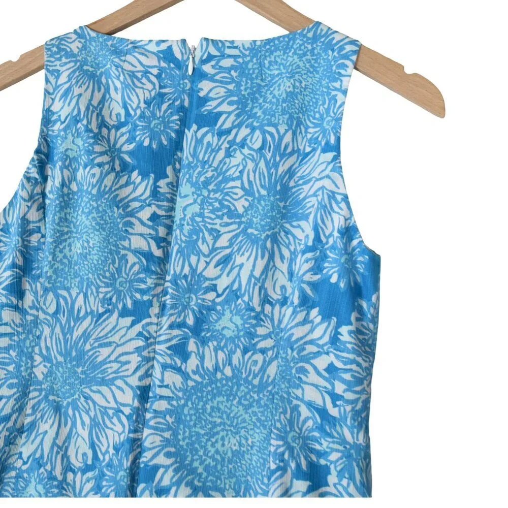 Lilly Pulitzer Blue Shift Dress 2 Floral Lace Trim Resort Coastal Classic Prep - Picture 5 of 9